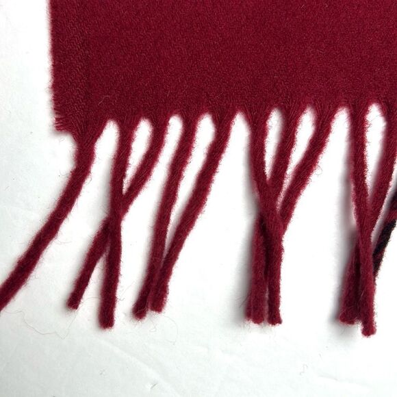 NWT Vintage Lambswool Scarf Wine Color with Black Plaid made in Italy Unisex - Picture 7 of 8